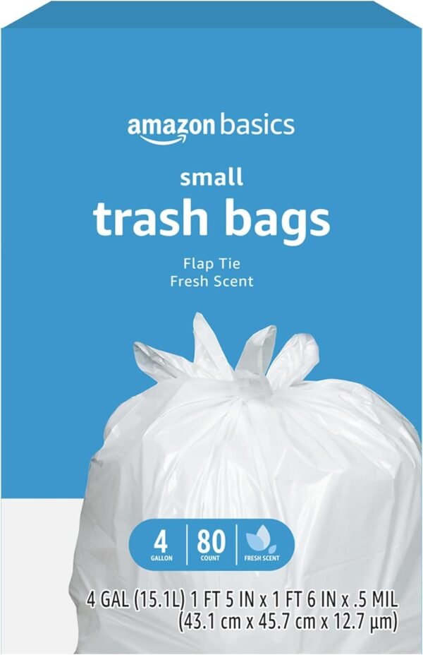 614wnCTA1hL._AC_SL1500_ Amazon Basics 4 Gallon Trash Bags Review Fresh Scented Flap Tie Convenience Tested