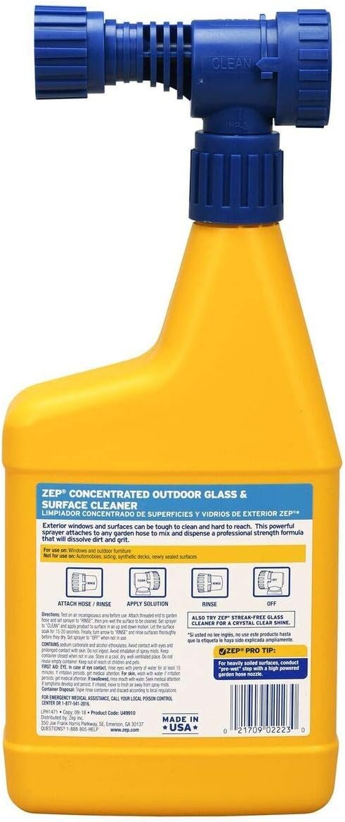 61WeJr7lmfL._AC_SL1200_ Zep Hose-End Outdoor Cleaner Review Powerful Streak-Free Window and Surface Cleaner