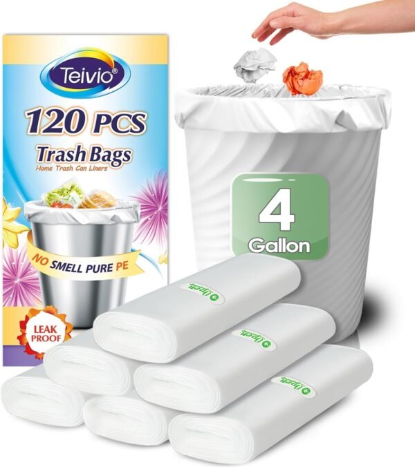 713o1nDircL._AC_SL1500_ Teivio 4 Gallon Trash Bags Review Clear Strong Liners for Home Kitchen