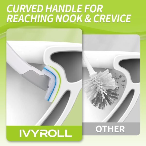 714ZIiUExsL._AC_SL1500_ Toilet Cleaner Wand Review IVYROLL Disposable Brush Set with 14 Refills and Holder