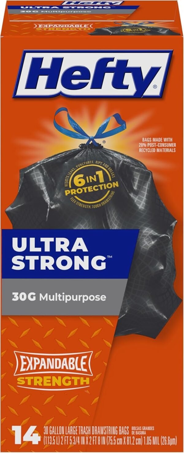 71H2RneYmRL._AC_SL1500_ Hefty Strong Large Trash Bags 30 Gallon Review Durable Drawstring Multipurpose Garbage Solution