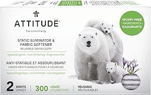 71R3Ae9Sa4L.__AC_SX300_SY300_QL70_ML2_ ATTITUDE Reusable Dryer Sheets Review Sustainable Static Eliminator for Fragrance Free Laundry