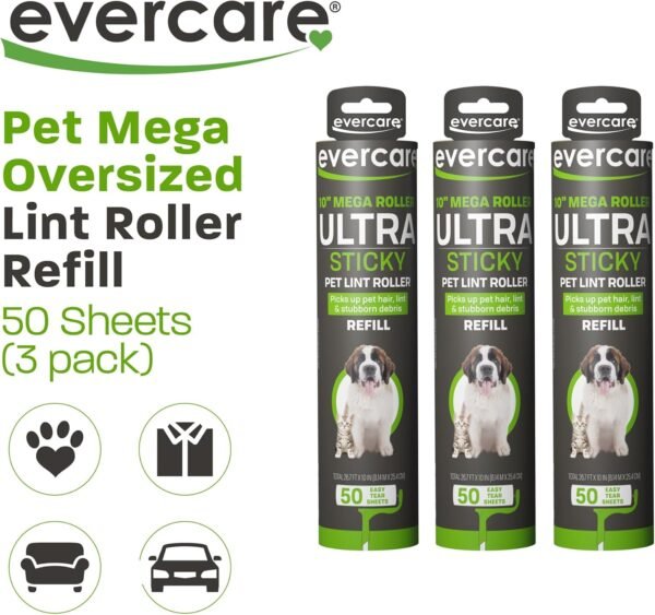 71RG52EMNIL._AC_SL1500_ Evercare Pet Mega Lint Roller Refills Review Best Sticky Sheets for Hair Removal