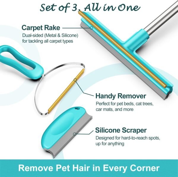 71Z7Dj3y3lL._AC_SL1500_ Pet Hair Removal Carpet Rake Review airbee Three Piece Set Efficiency Tested