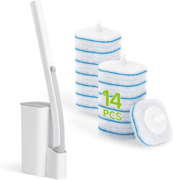 71hQrjOJk-L._AC_SL1500_ Toilet Cleaner Wand Review IVYROLL Disposable Brush Set with 14 Refills and Holder