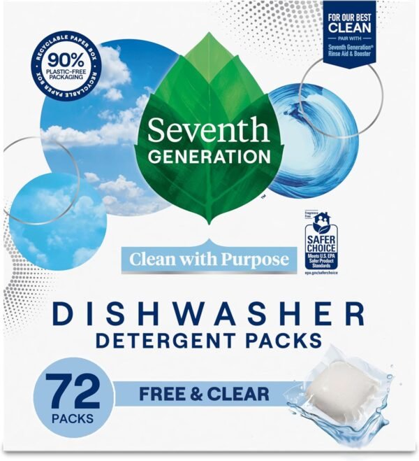 81KTZ7PWeuL._AC_SL1500_ Seventh Generation Dishwasher Detergent Packs Review Powerful Plant-Based Cleaning Tabs