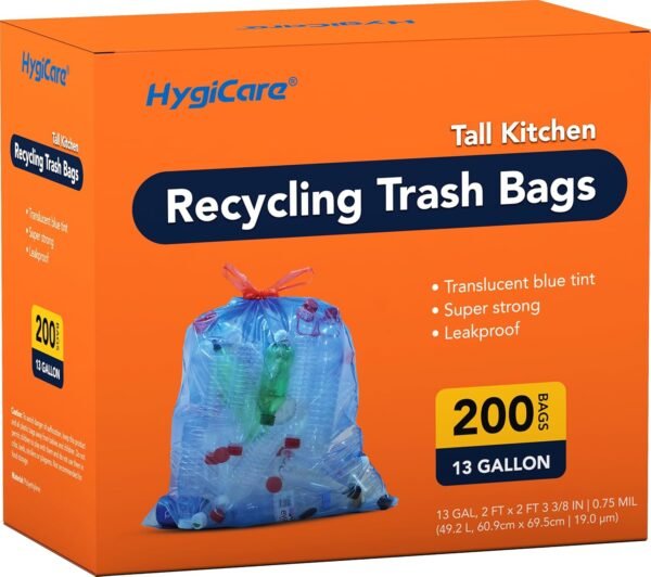 81f8Hj9NBfL._AC_SL1500_ 13 Gallon Recycling Trash Bags HygiCare Review Strong Leakproof Blue Drawstring