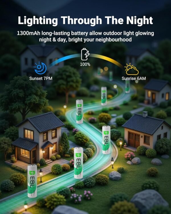 81fzuJFGbL._AC_SL1500_ EBL Solar AA Battery Review High Capacity Rechargeable Power for Outdoor Lights