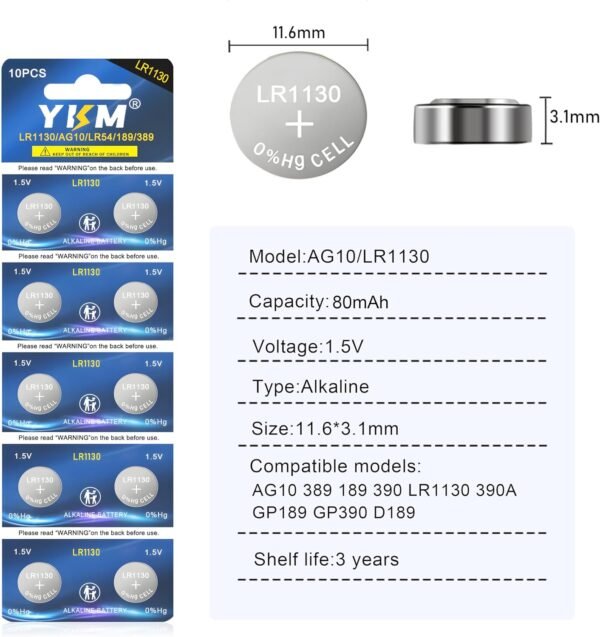 81wYAJfoU8L._AC_SL1500_ YKM LR1130 Coin Cell Battery Review Long-Lasting Power for Watches Calculators